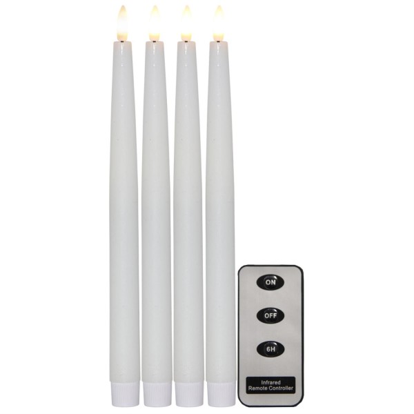 LED Stabkerzen Flamme - Echtwachs - flackernde warmweisse LED - H: 2-