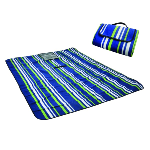 Picknickdecke - 135 x 170cm - Tragetasche - Blau gestreift-