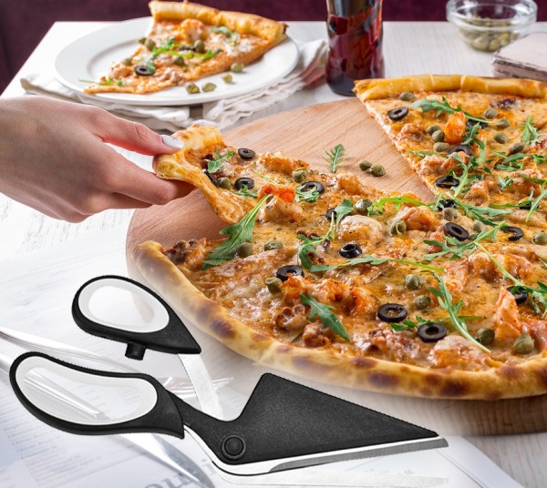 Pizzaschere aus Edelstahl - Griffe mit Silikonbeschichtung - Sauber-