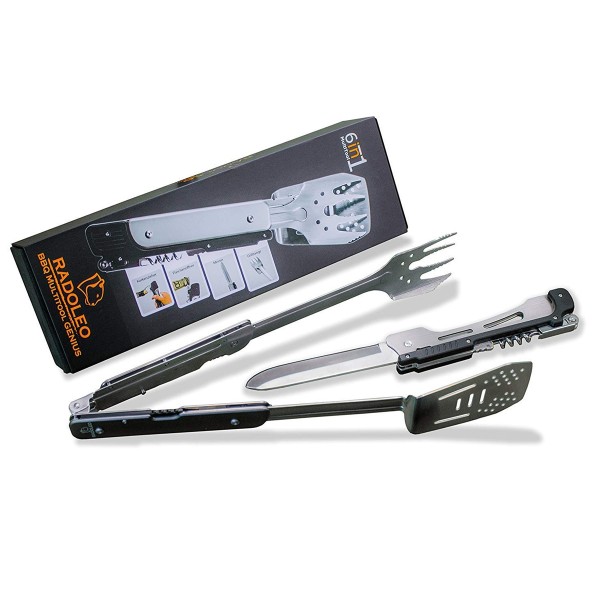 RADOLEO(R) Grill-Multi-Tool GENIUS Grillbesteck 6 Werkzeuge in 1 - Ed-