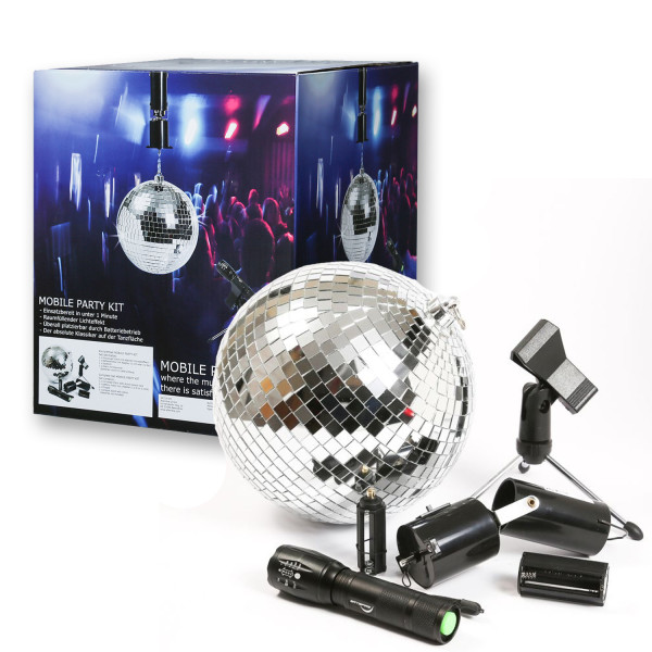SATISFIRE Discokugel Set - Mobile Party Kit - Komplettset mit 20cm -