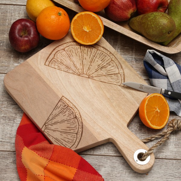 Schneidebrett - Vesperbrett - Zitronenmotiv Scheibe - Mangoholz - K-