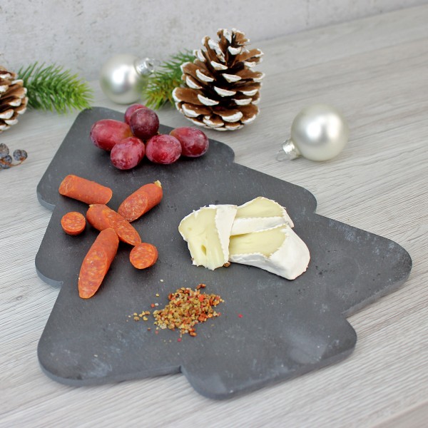 Servierplatte aus Schiefer Weihnachtsbaum - Nat�rliche Dekoplatte-