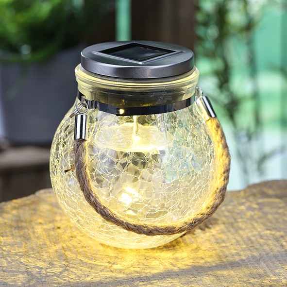 Solar-Glas Sunny mit Farbwechsel und Weiss (12cm Durchmesser- 14cm hoch) Sch�nes Dekoglas mit Band