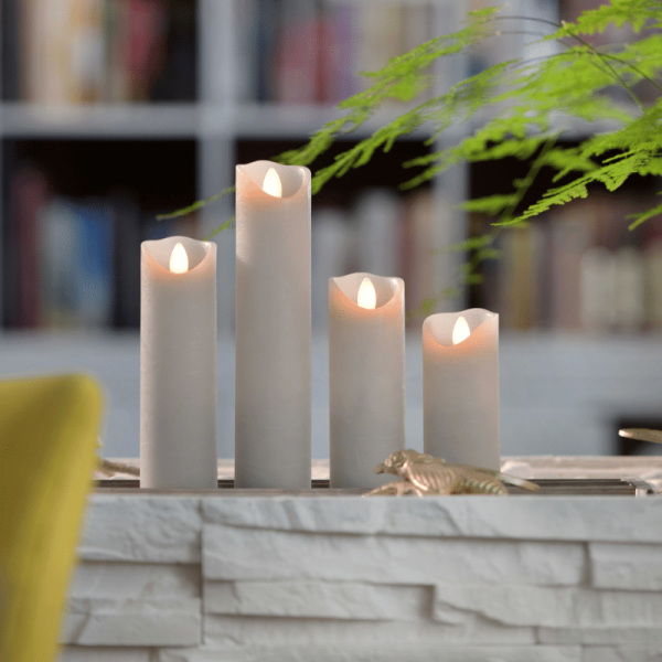 SOMPEX LED Wachskerze SHINE schmal - grau - gefrostet - D: 5cm H: 2-