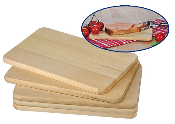 Vesperbrett - Fr�hst�cksbrett - 5er Set - 21-5 x 13-5 x 1 cm - glattes Holzbrett