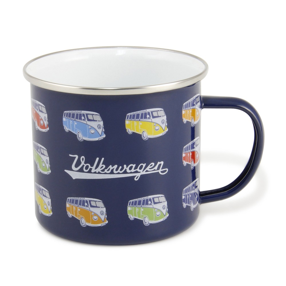 VW Collection Emaille Tasse BULLI PARADE BLUE - 500ml - mit Edelstahlrand