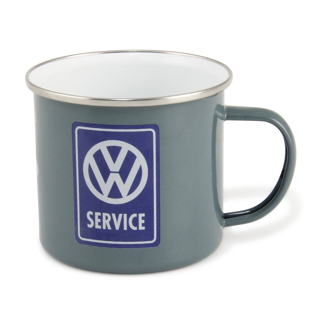 VW Collection Emaille Tasse VW SERVICE GREY - 500ml - mit Edelstahlrand