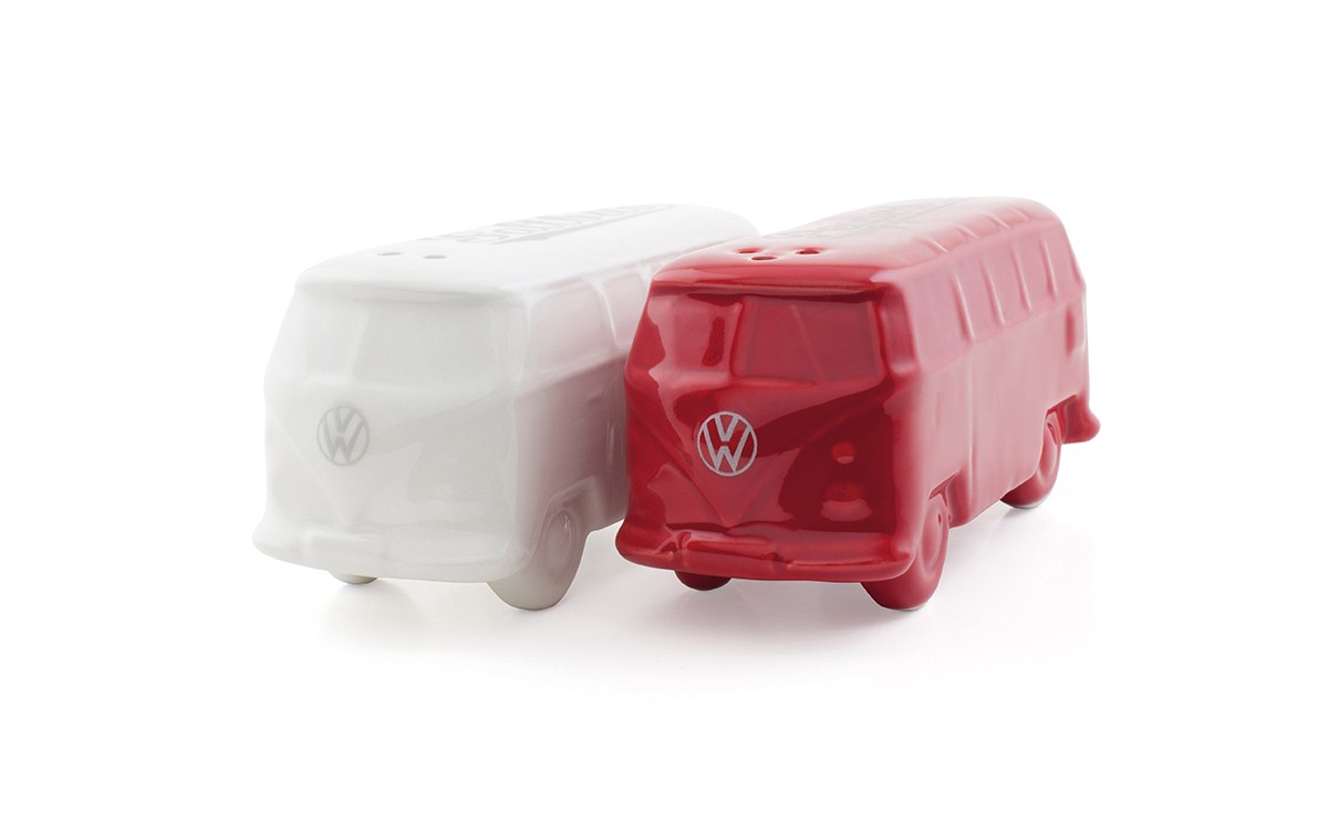 VW Collection Salz und Pfeffer Bus - rot - weiss - in Geschenkbox - Keramik im VW Bulli Format