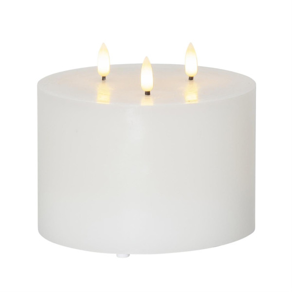 XXL LED Kerze - 3-Docht - Echtwachs - H: 13cm- D: 15cm  - Batterieb-