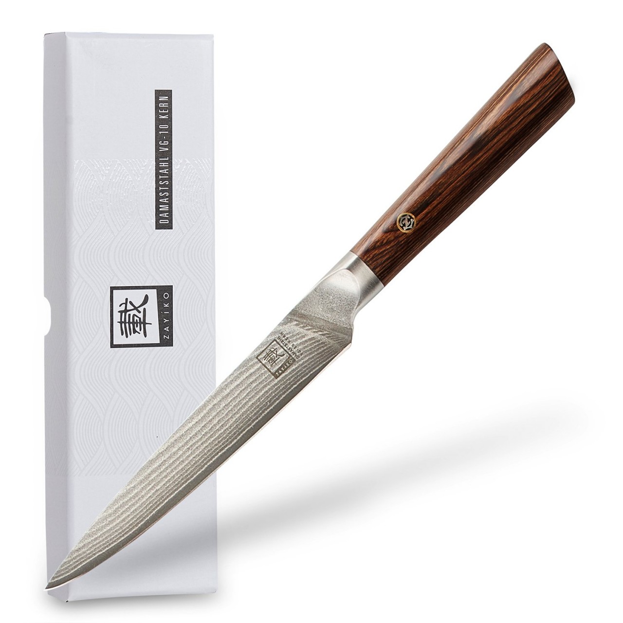 ZAYIKO Damastmesser KASSHOKU Allzweckmesser - Pakkaholz - VG-10 Stahlkern