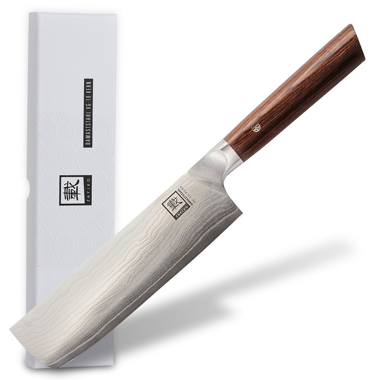 ZAYIKO Damastmesser KASSHOKU Nakirimesser - Pakkaholz - VG-10 Stahlkern