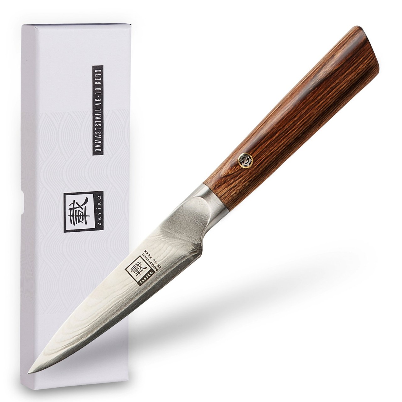 ZAYIKO Damastmesser KASSHOKU Officemesser - Pakkaholz - VG-10 Stahlkern